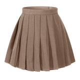 Beautifulfashionlife Womens School Uniform High Waist Flat Pleated Skirts (3XL,Dark Brown)