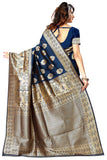 Sugathari Womens Banarasi Saree Pure Kanjivaram Silk Saree Soft New Ladies 2023 Design Wear Pattu Sarees Latest Cotton Party Sari Collections With Blouse Piece For Wedding Sadi (Sam Pari-20-N Blue)