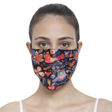 The House Of Tara Red Black Three Layer Woven Fabric Outdoor Protection Reusable Face Mask With Printed Design For Men And Wom