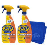 Zep Plus Bathroom Foaming Cleaner 32 oz (2 Units) & Blue Rag ECBD021
