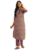 Libas Womens Printed Cotton Straight Kurta With Trousers