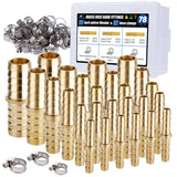 Ailbiuko 26PCS Brass Hose Barb Fitting,Barb Splicer Mender Hose Fittings 3/16 1/4 5/16 3/8 1/2 5/8 with 52Pcs Stainless Steel Pi