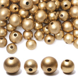 20mm, 16mm Gold Wood Beads - 60 Pieces Round Wooden Beads for Craft, Macrame, Farmhouse Garlands, Home Wall Decor