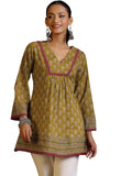 Libas Women'S Cotton Floral A-Line Kurti (290620R Olive
