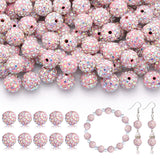 105pcs 10mm Rhinestone Beads for Jewelry Making, Pink AB Shiny Round Disco Ball Beads Bulk, Sparkle Crystal Clay Christmas for B
