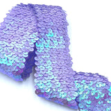 YOOGCORETT 2 Yards Purple Elastic Sequin Ribbon Trim Glitter Metallic Stretch Flat Sequin for Sewing Dress Costume Embellishment