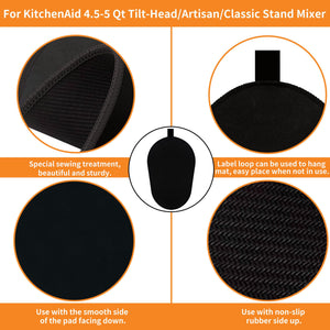 Sliding Mat for Kitchenaid Mixer with 2 Black Kitchen Accessories, Mover Slider Mat Pad for 5-8 Qt Bowl-Lift Stand Mixer, Kitche