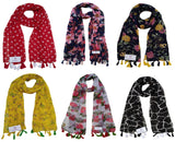 Fusfus WomenS Printed Scarf And Stoles, (Multicolor, Fs10145) Pack Of 6