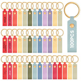 Wavyknot 100 Pcs PU Leather Keychain Blanks Bulk Laser Engraving Blanks Keychain Kit with Key Rings for DIY Key Chains Craft(3.7