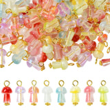Ipotkitt 80pcs 8 Styles Colorful Mushroom Shaped Glass Charms Cute Forest Vegetable Plant Charms for DIY Craft Earring Necklace 