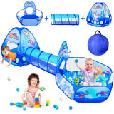 PigPigPen 3 in 1 Kids Play Tent with Tunnel, Ball Pit, Basketball Hoop for Boys & Girls, Toddler Pop Up Playhouse Toy Baby Indoo