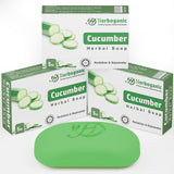 HERBOGANIC Cucumber Herbal Soap | Pack of 3 of 5oz soap Bar | Natural Bar Soap for Face and Body | Hydrating and Nourishing | Su