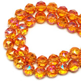 DIQIO 12mm Sparkle Faceted Round Crystal Beads (47-50pcs, Gold Magenta)