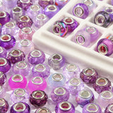 BERMRO 100pcs Large European Hole Beads Purple Round Iridescent Acrylic Bead Fairy Wand Garden Beads for DIY Crafting Necklace B