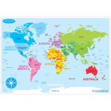 10 Pack Smart Poly Learning Mats 12x17, DoubleSided, World Map Basic