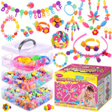 Funtopia Pop Beads, 500+ Pcs Jewelry Making Kit for Girls 4-6, Arts and Crafts for Kids 3 4 5 6 7 8, Colorful Snap Beads DIY Bra