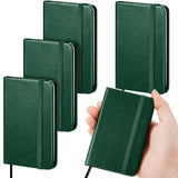 Qeeenar 4 Pcs Mini Leather Pocket Notebook 4 x 2.5 Inch Small Hardcover Notebook 50 Sheets Hardcover Mini Notepad Tiny Lined Jou