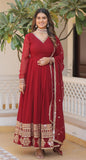 Wedani Georgette Embroidered Anarkali Kurta Set For Women (In Alpha 2Xl Regular Maroon),MAROON,2XL,Georgette,Anarkali,