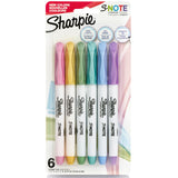 SHARPIE SNote Creative Colouring Marker Pens | Highlight, Write, Draw & More | Assorted Pastel Colours | Chisel Tip | 6 Count