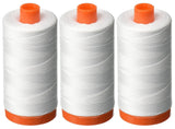 3PACK Aurifil 50WT White, Solid Mako Cotton Thread 1422Yds EACH