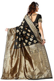 Sugathari Womens Banarasi Saree Pure Kanjivaram Silk Saree Soft New Ladies 2023 Design Wear Pattu Sarees Latest Cotton Party Sari Collections With Blouse Piece For Wedding Sadi (Sam Pari-24 Black)