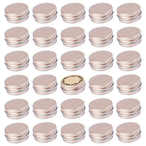 0.5 oz Screw Top Aluminum Tin Jar with Screw Lid and Blank Labels (Champange - Pack of 32)