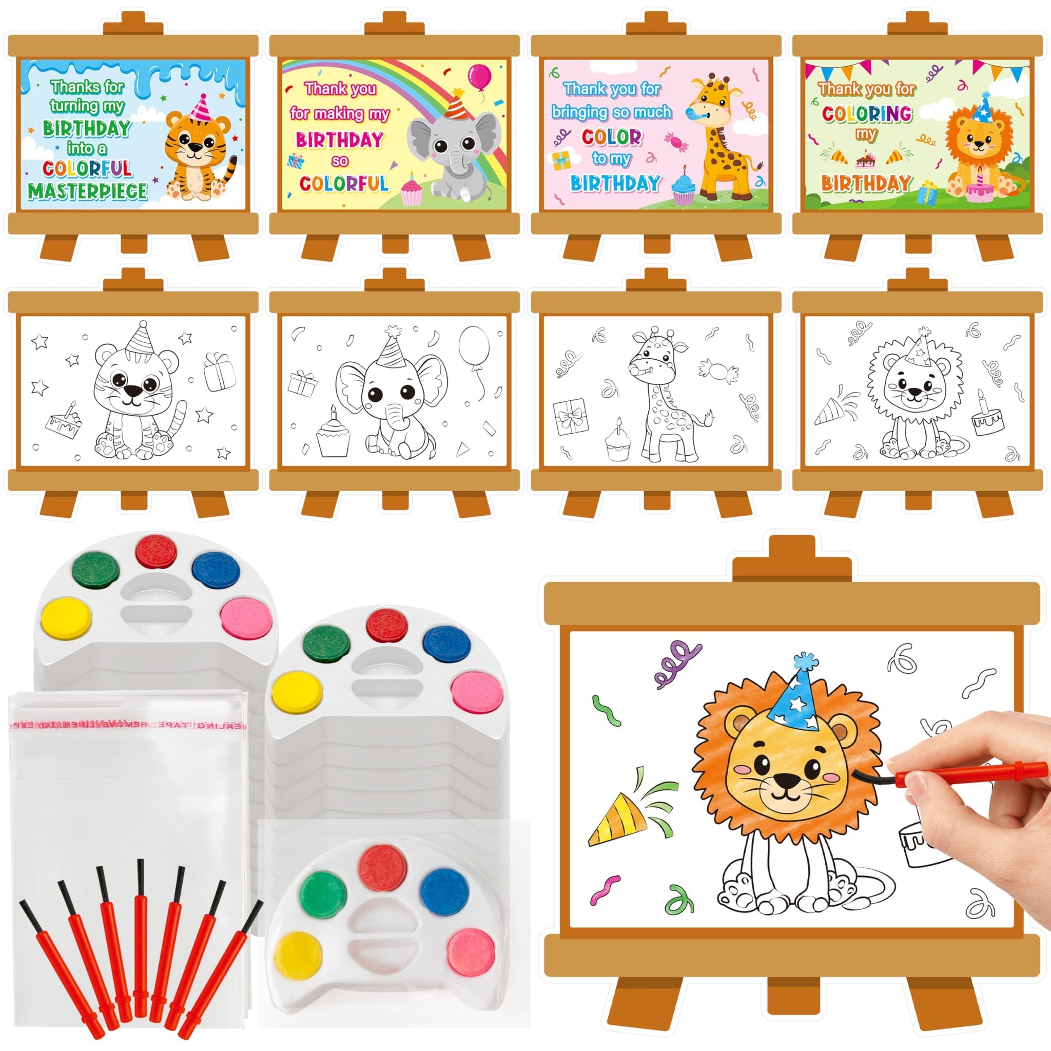 Mini Watercolor Paint Set - 24 Pack Wild Jungle Animals Watercolor Paint Cards, Forest Animals DIY Craft Kit Bulk for Kids Chris