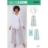 New Look Sewing Pattern N6625A Misses Tops and Pull On Pants, Various, White