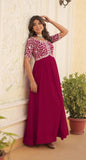 Fashion Basket Georgette Embroidered Anarkali Gown For Women Pink Pink M E6246