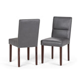 SIMPLIHOME Ashford Dining Chairs - Upholstered Solid Hardwood and Vegan Leather Parsons Chair Set in Stone Grey, Contemporary Di