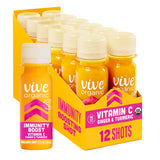 Vive Organic Vitamin C + Immune Support Shot, Cold-Pressed Turmeric, Ginger & Acerola Cherry, Gluten Free, Vegan, Immunity Boost