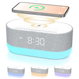 HOUSBAY 3 in 1 Sound Machine Alarm Clock& Wireless Charger:Soothing White Noise, Bluetooth Music Relaxation & Customized Sleep-W