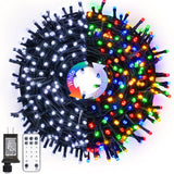 JMEXSUSS Color Changing Christmas Lights, 66ft 200 LED White & Multicolor String Lights Outdoor Waterproof with Timer Remote, Co