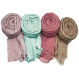 Icw FemaleS Premium Wrinkle Ironless Crinkled Cotton Hemp Summer Scarf Stoles Shawl Head Scarves For Girls (Pack Of 4 A),Multic