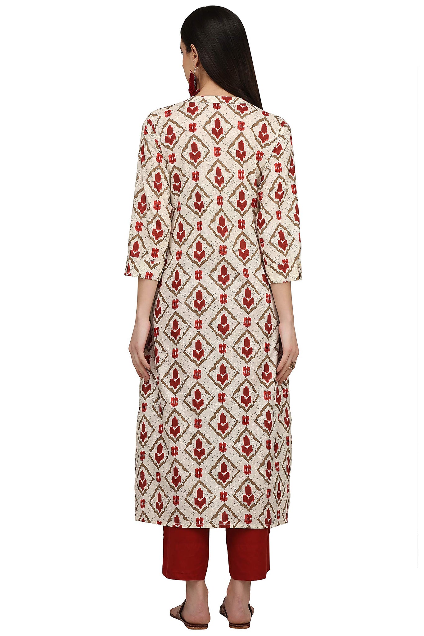 Gosriki Women'S Cotton Kurta (Kur190013-L_Large_White),white,,B07QFHG8PD