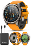 PlayBetter Garmin Fenix 8 AMOLED Sapphire (47mm, Titanium/Spark Orange) Multisport GPS Smartwatch Bundle - 1.4Touchscreen, B