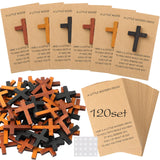 Colingmill 120 Sets Pocket Hug Token Bulk | Mini Wooden Cross Gifts with Hug Greeting Cards | Christmas Exchange Card Relationsh