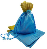 brown leaf Organza Metallic Sky Blue 9.5x7.5 Inch Potli Bags Pouch Best for Wedding Anniversary Party Supply Return Gifting Bags