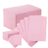 JMU 400 Pieces Dental Bibs Disposable, 13x18, 2-Ply Paper 1-Ply Film for Dental Clinic, Medical Tray Cover, Tattoo, Pink