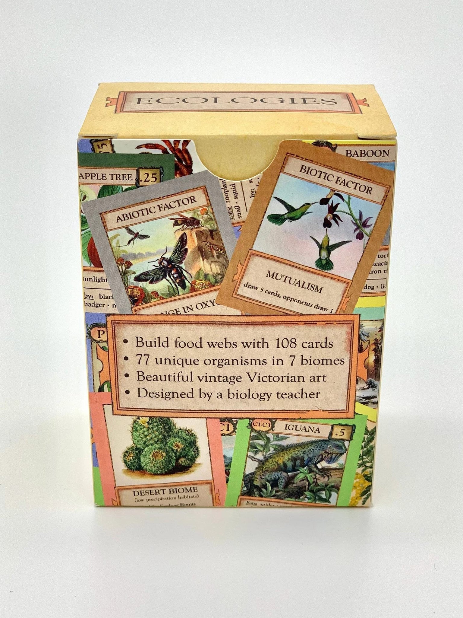 Montrose Biology Ecologies Card Game - Use Science to Build Food Webs in 7 Biomes - Beautiful Vintage Nature Art for The Classro