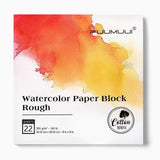 Fuumuui 8 8 Watercolor Paper Block, Textured Rough 100% Cotton Watercolor Paper, 140lb/300gsm, 22 Sheets, Acid-Free, Art Paper 