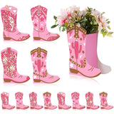 Memorywuu 12 Set Western Cowgirl Boots Flower Boxes Centerpiece Boot Shape Gift Boxes Party Decoration Vase Centerpieces for Tab
