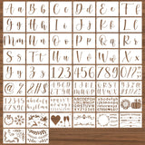 BAMIDELE Letter Stencils for Painting on Wood, 50 Pcs Calligraphy Alphabet Drawing Templates with Numbers, Signs, Reusable Cursi