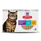 Hill's Science Diet Sensitive Stomach & Skin, Adult 1-6, Stomach & Skin Sensitivity Support, Wet Cat Food, Variety Pack: Chicken