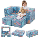 MeMoreCool Modular Kids Couch, Glow Play Toddler Couch for Bedroom Playroom, Convertible Foam Kids Sofa Bed, Fold Out Baby Sofa 