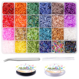 JOJOPLAY Tube Seed Beads Kit, 7mm, Craft Bugle Glass Beads with Bead Needle, Elastic String for Bracelet Necklace Jewelry Making