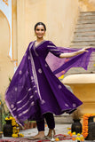 Anni Designer Women'S Rayon Blend Anarkali Printed Kurta With Pant & Dupatta (Berlin Begani-Vks01_M_Begani_Medium),Begani,M,,,
