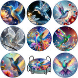 Mrnsiet 8 Pcs Hummingbird Diamond Art Coasters Kits with Holder, 5D DIY Hummingbird Diamond Pinting Coaster Acrylic Non Slip Coa