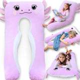 LUNAMIRA Axolotl Kids Body Pillow - 47 U-Shape Long Plush Soft Animal Pillow for Kids, Sleeping, Reading, ADHD & Special Needs C