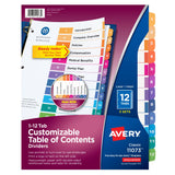 Avery Ready Index 20% Recycled Table Of Contents Dividers, 12Tab, Multicolor, Pack Of 3 Sets